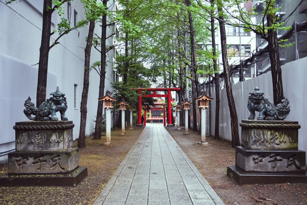 A path leading to Hanazono shrine.